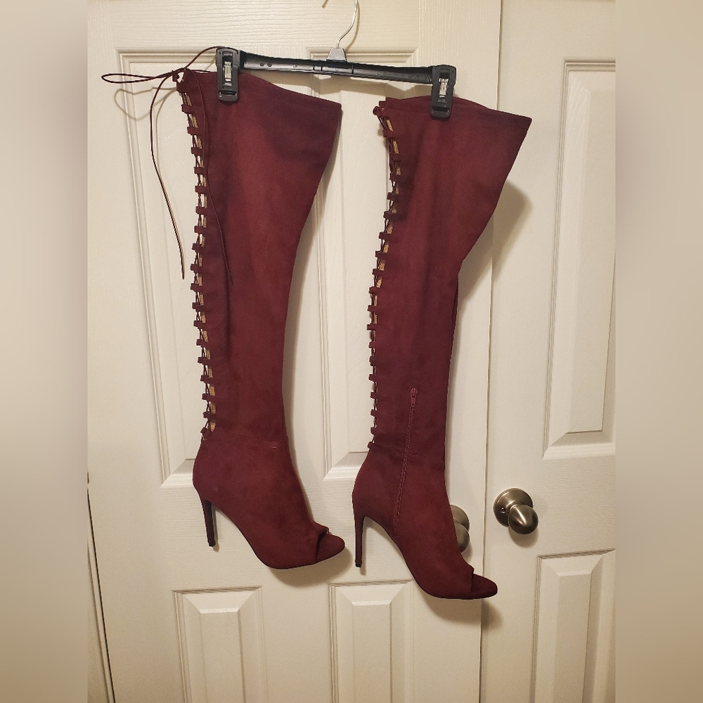 NWOT- Thigh High Faux Suede Boots